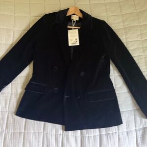 Sezane Christie Jacket Velvet Navy - Size 2